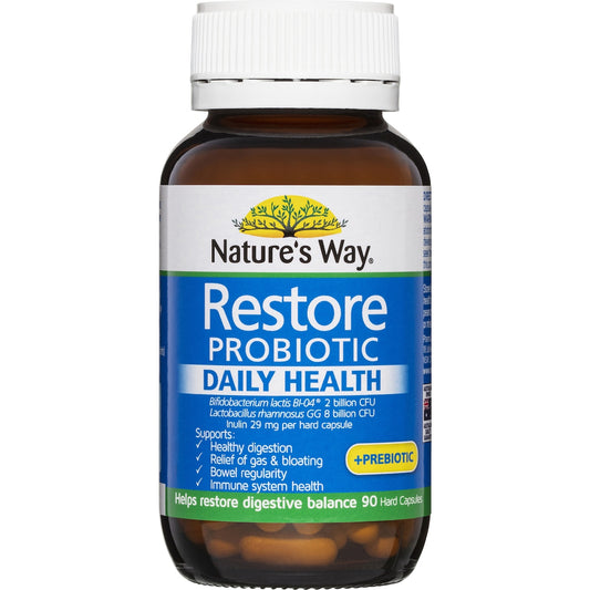 Natures Way Restore Probiotic Daily Health & Prebiotic 90 pack
