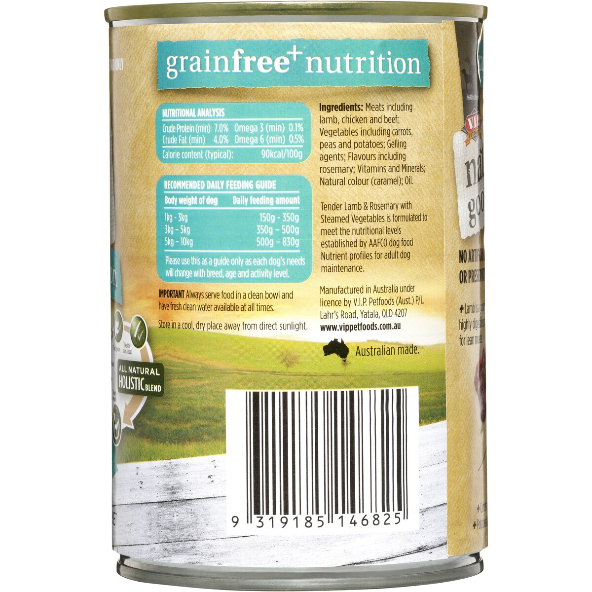 Natures Goodness Grain Free Adult Wet Dog Food Tender Lamb & Rosemary & Veges 400g