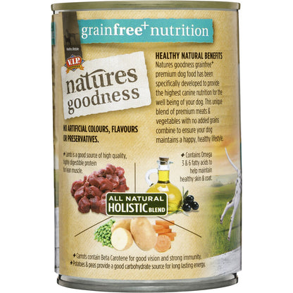 Natures Goodness Grain Free Adult Wet Dog Food Tender Lamb & Rosemary & Veges 400g