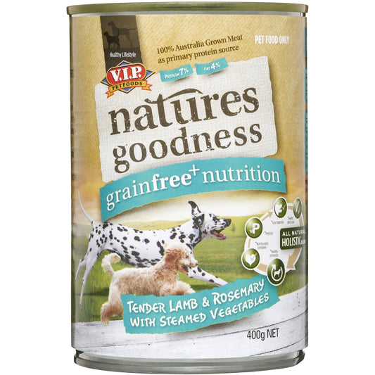 Natures Goodness Grain Free Adult Wet Dog Food Tender Lamb & Rosemary & Veges 400g