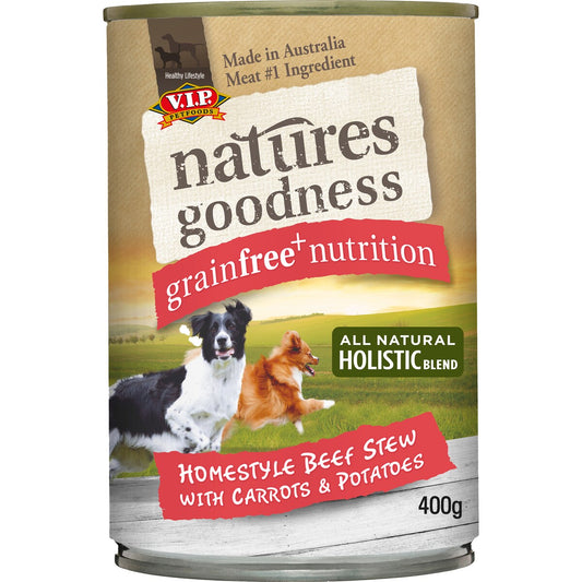 Natures Goodness Grain Free Adult Wet Dog Food Beef Stew Carrots & Potatoes 400g