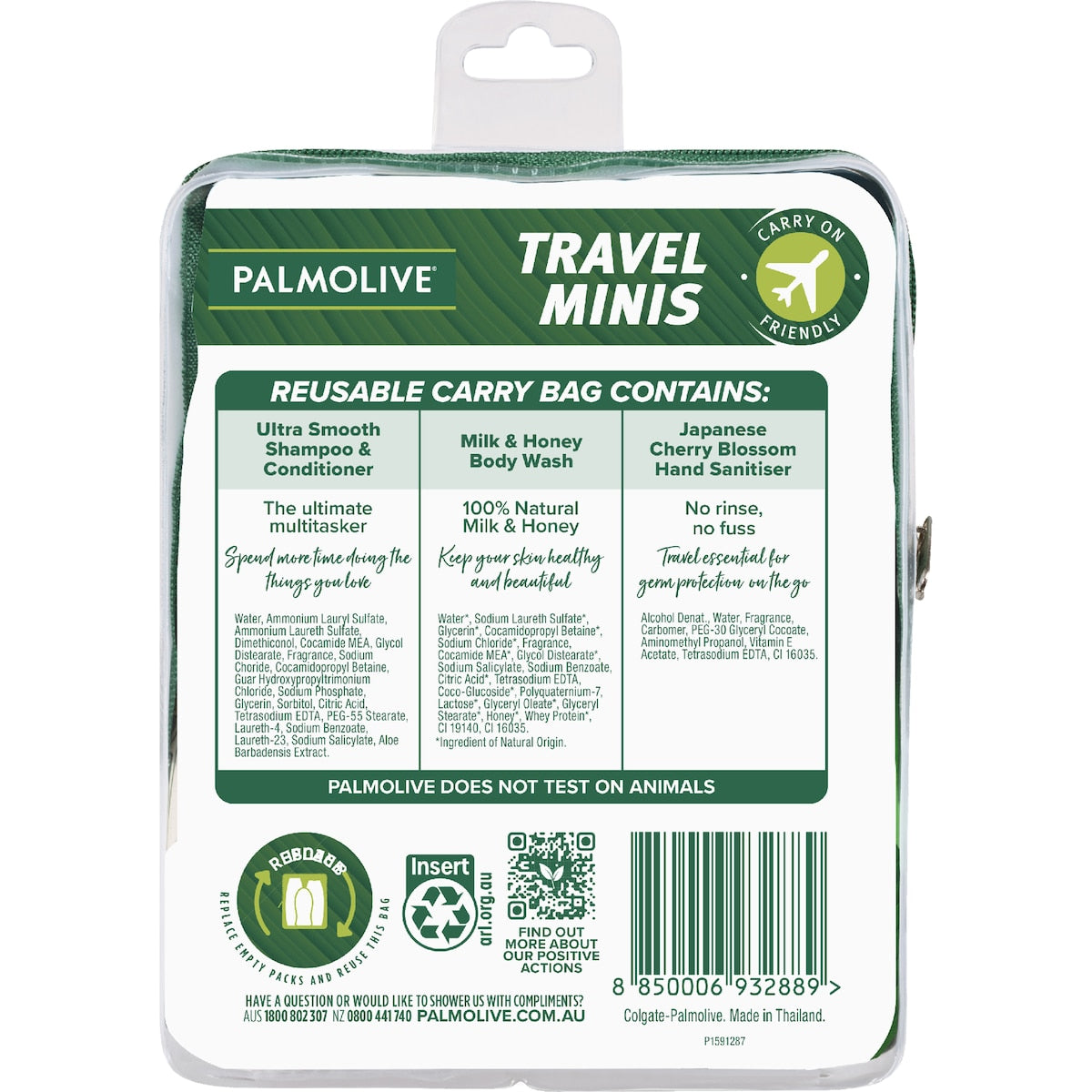 Palmolive Travel Pack Minis Shampoo Conditioner & Bodywash Each