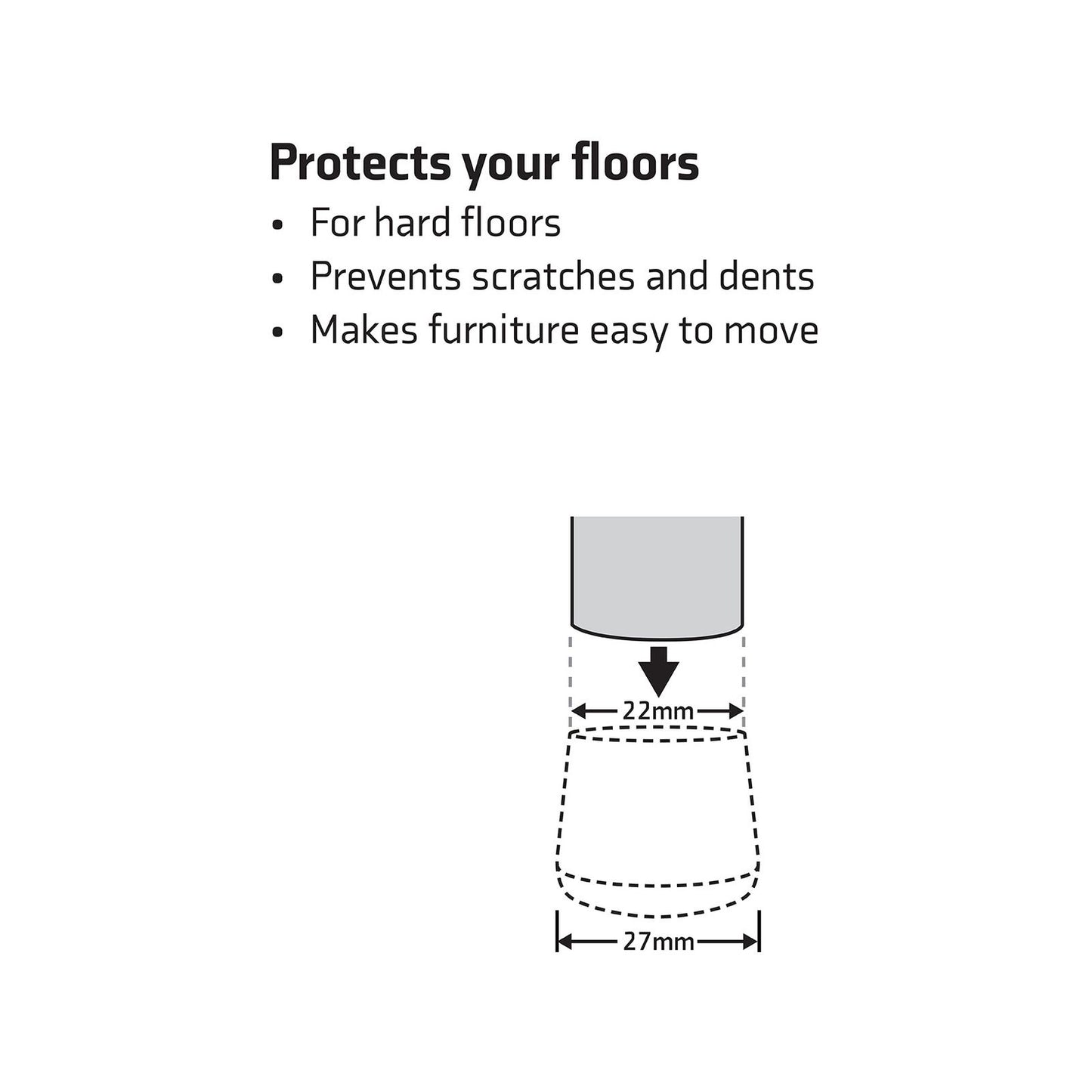 Surface Gard Clear Round Chair Tip - 22mm - 4 Pack