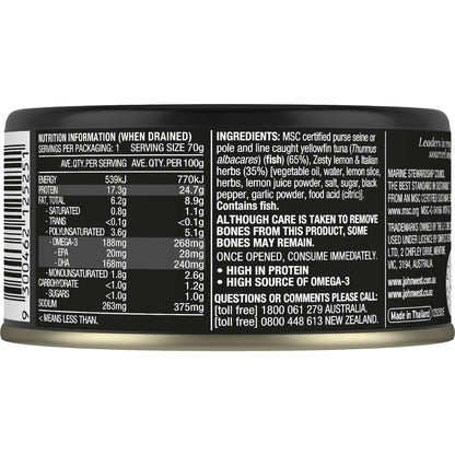 John West Yellowfin Tuna With Lemon & Herbs In Oil 90g