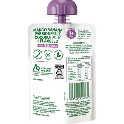 Only Organic Mango Banana Passion Coconut & Flaxseed 100g