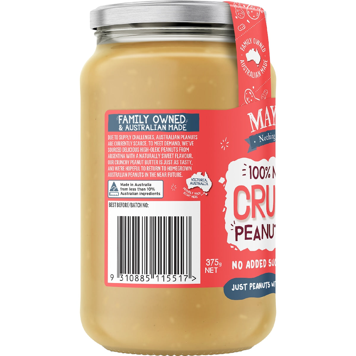 Mayvers Peanut Butter Crunchy 375g
