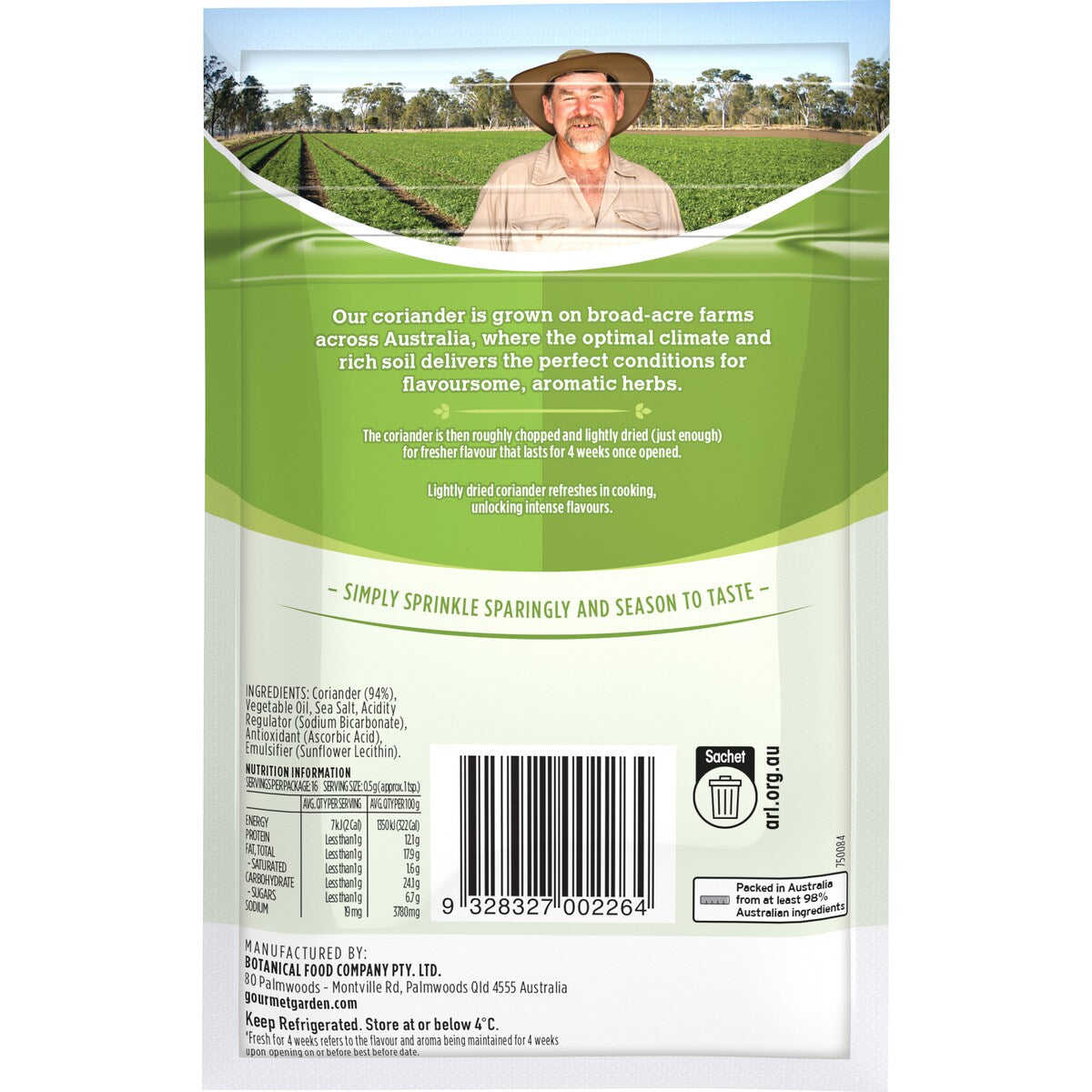 Gourmet Garden Coriander Lightly Dried 8g Sachet