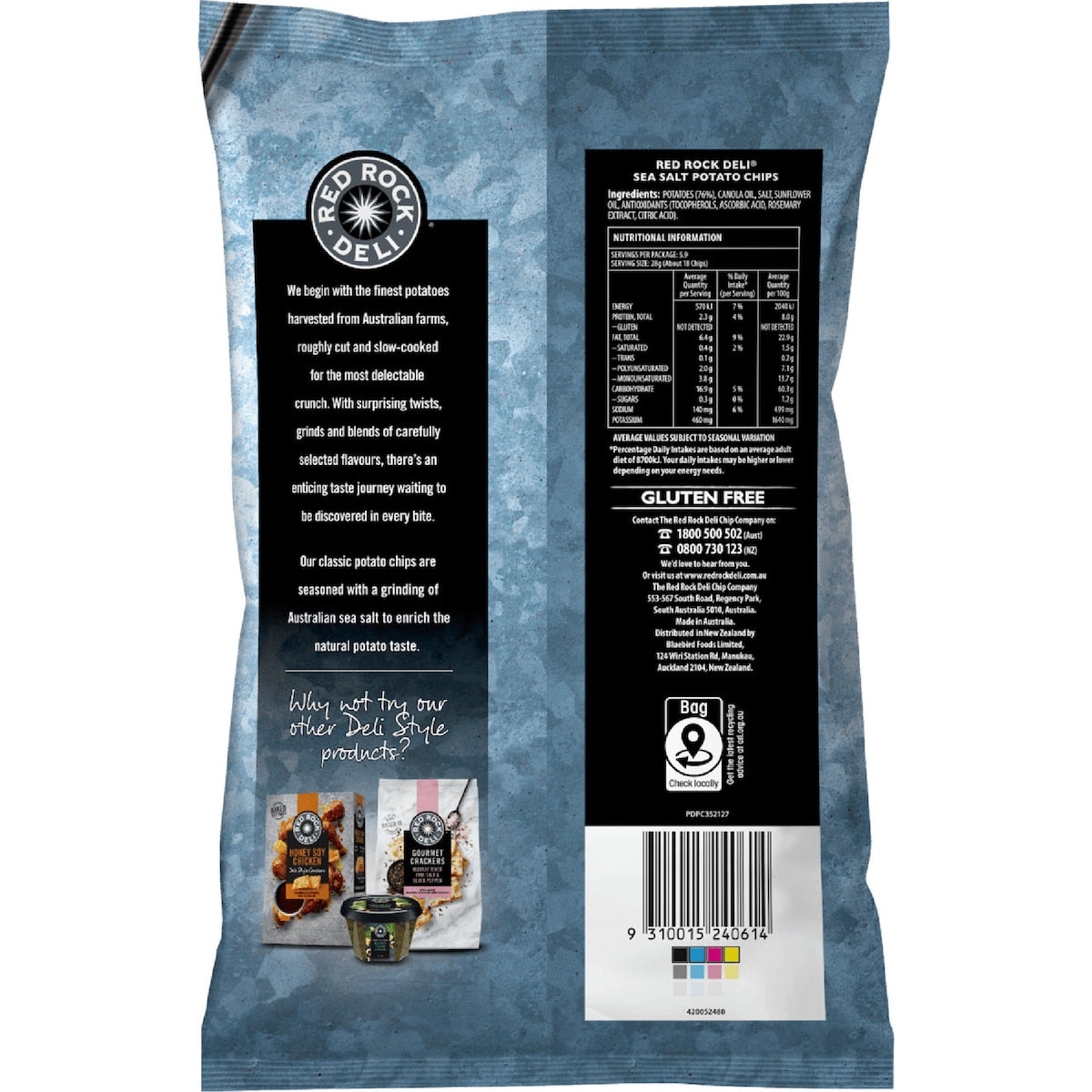 Red Rock Deli Potato Chips Sea Salt 165g
