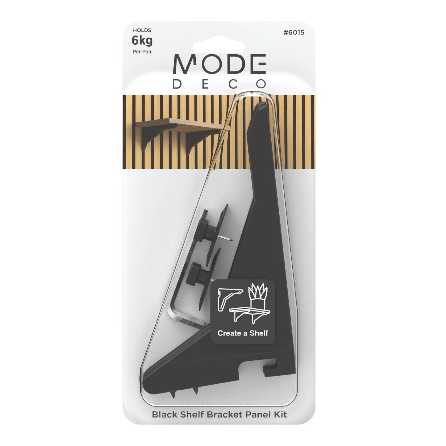 Mode Acoustic Panelling Shelf Brackets - 13 x 90 x 166mm - Black - 2 Pack