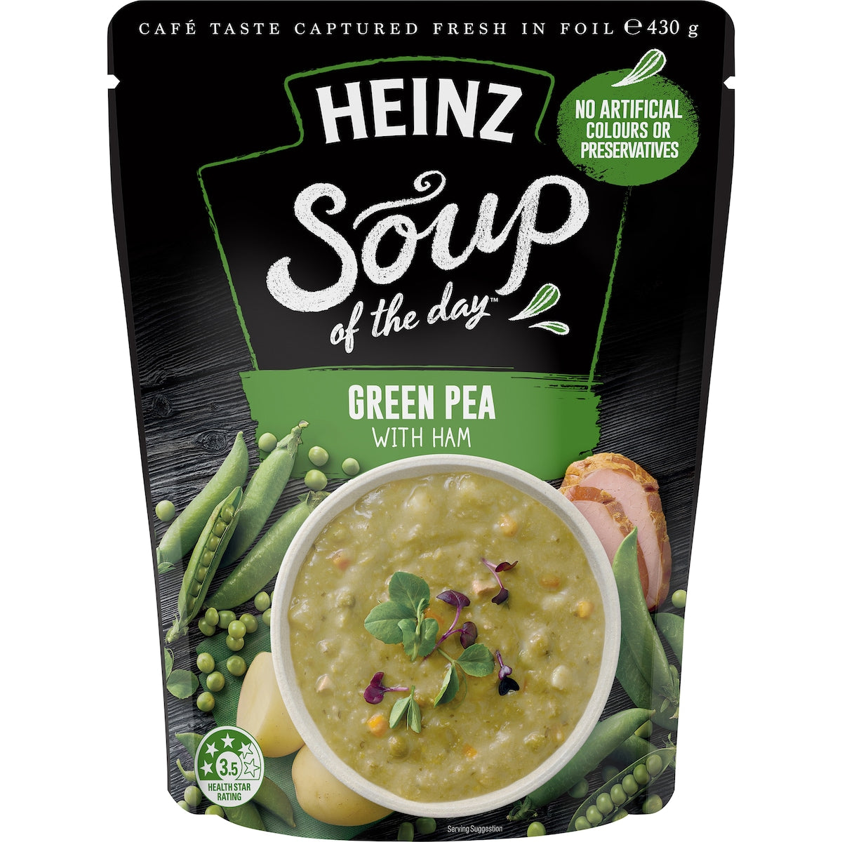 Heinz Soup Of The Day Green Pea With Ham Pouch 430g