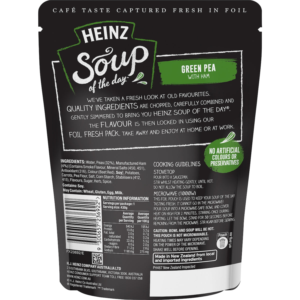 Heinz Soup Of The Day Green Pea With Ham Pouch 430g