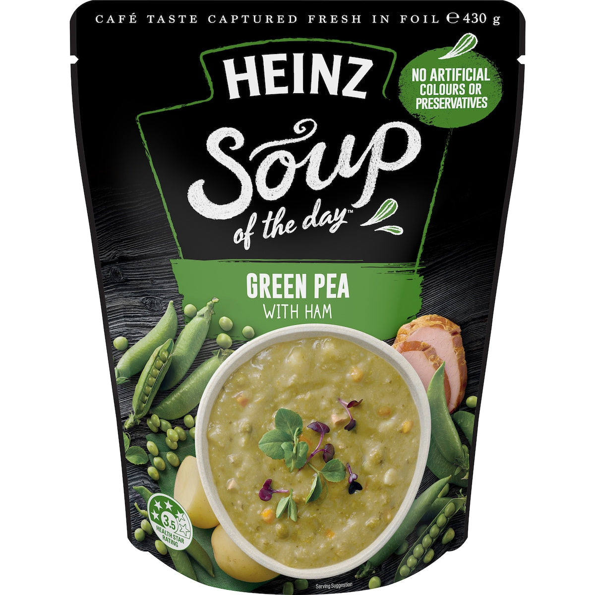 Heinz Soup Of The Day Green Pea With Ham Pouch 430g