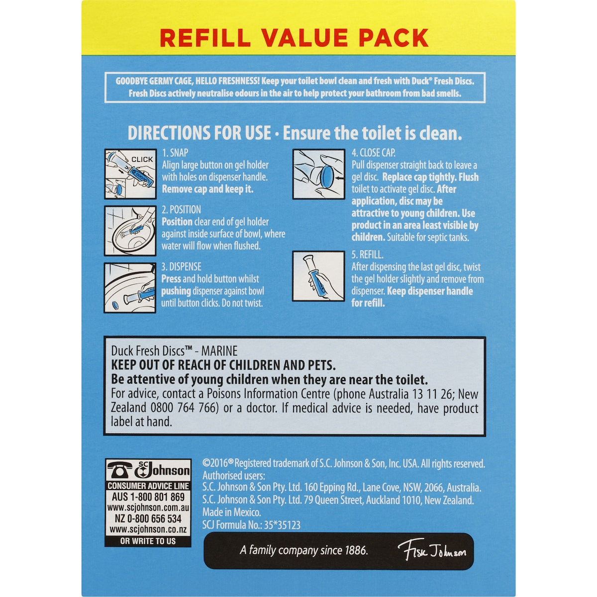 Duck Fresh Discs Toilet Cleaner Marine Refill 36ml X 2 Pack