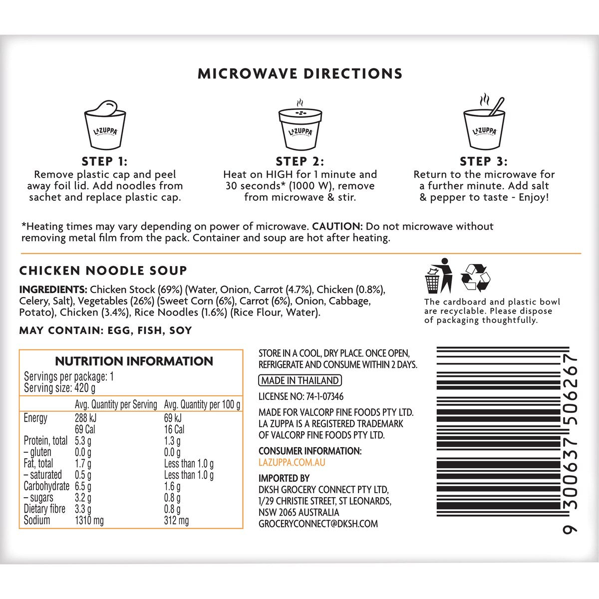 La Zuppa Microwave Soup Chicken Noodle 420g