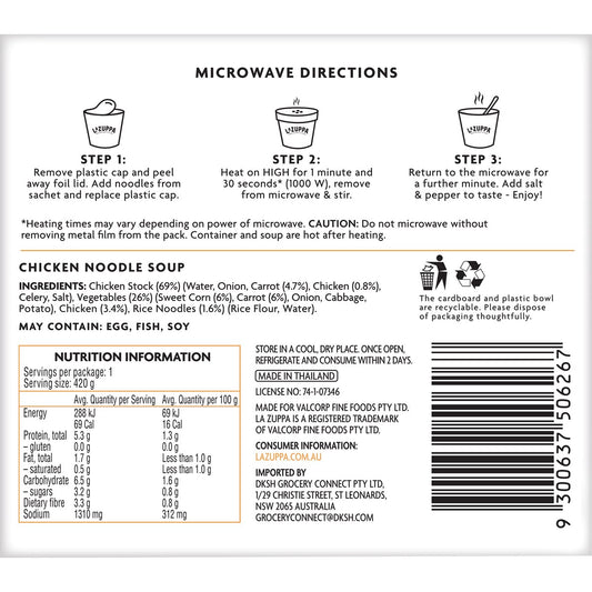 La Zuppa Microwave Soup Chicken Noodle 420g