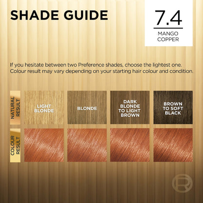 Loreal Paris Preference Hair Colour 7.4 Mango Copper Each