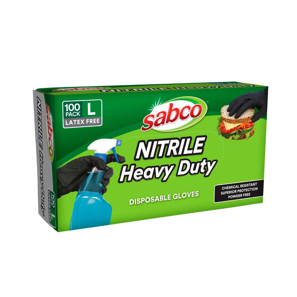 Sabco Nitrile Heavy Duty Disposable Gloves Large - 100 pack