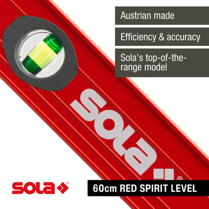 Sola Spirit Level - 60cm - Red - 3 Vials