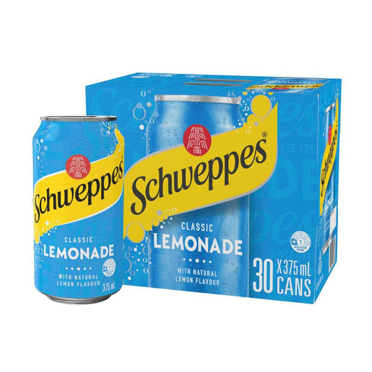 Schweppes Lemonade Soft Drink Cans Multipack 375ml x 30 Pack