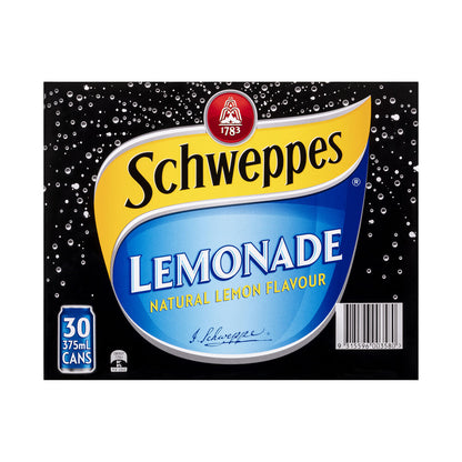 Schweppes Lemonade Soft Drink Cans Multipack 375ml x 30 Pack