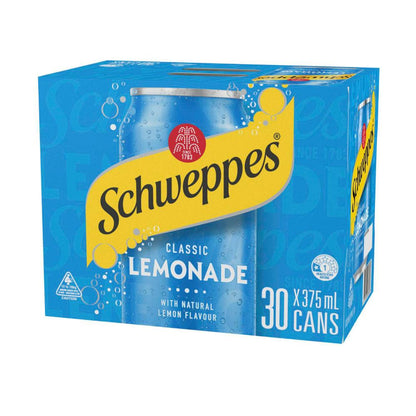 Schweppes Lemonade Soft Drink Cans Multipack 375ml x 30 Pack