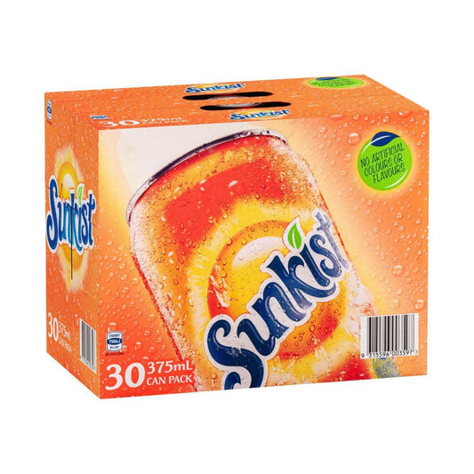 Sunkist Orange Soft Drink Cans Multipack 375ml x 30 Pack