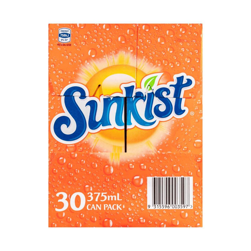 Sunkist Orange Soft Drink Cans Multipack 375ml x 30 Pack