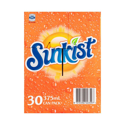 Sunkist Orange Soft Drink Cans Multipack 375ml x 30 Pack