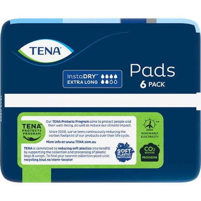 Tena Incontinence Pads Instadry Extra Long Length 6 Pack