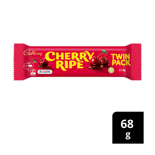 Cadbury Cherry Ripe Dark Chocolate Bar Twin Pack - 68g