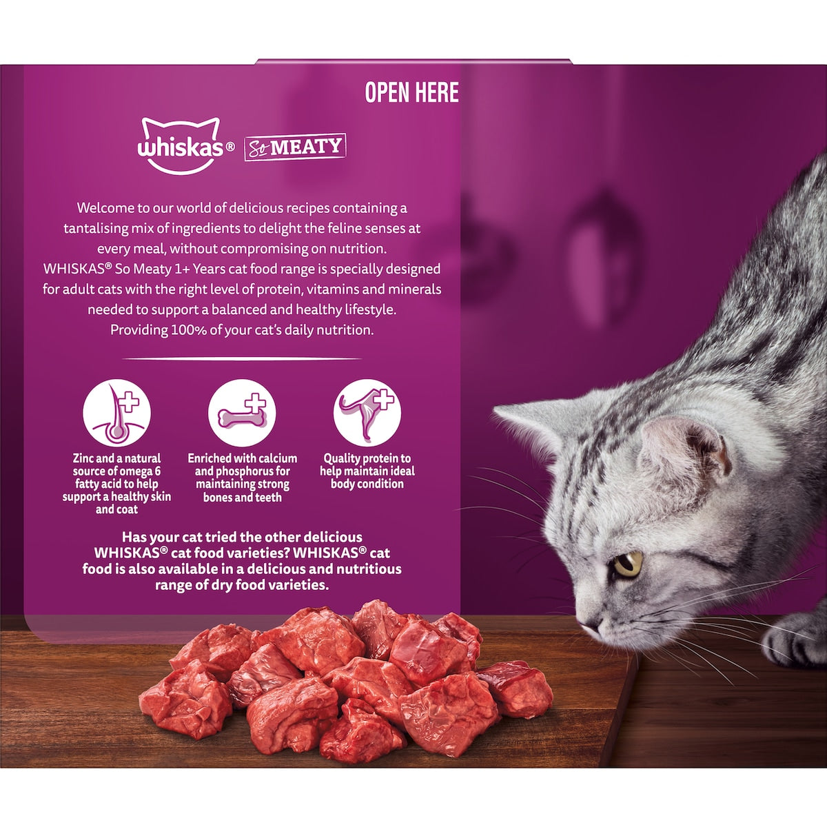 Whiskas So Meaty 1+ Years Wet Cat Food Meat Cuts In Gravy 85g X 12 Pack
