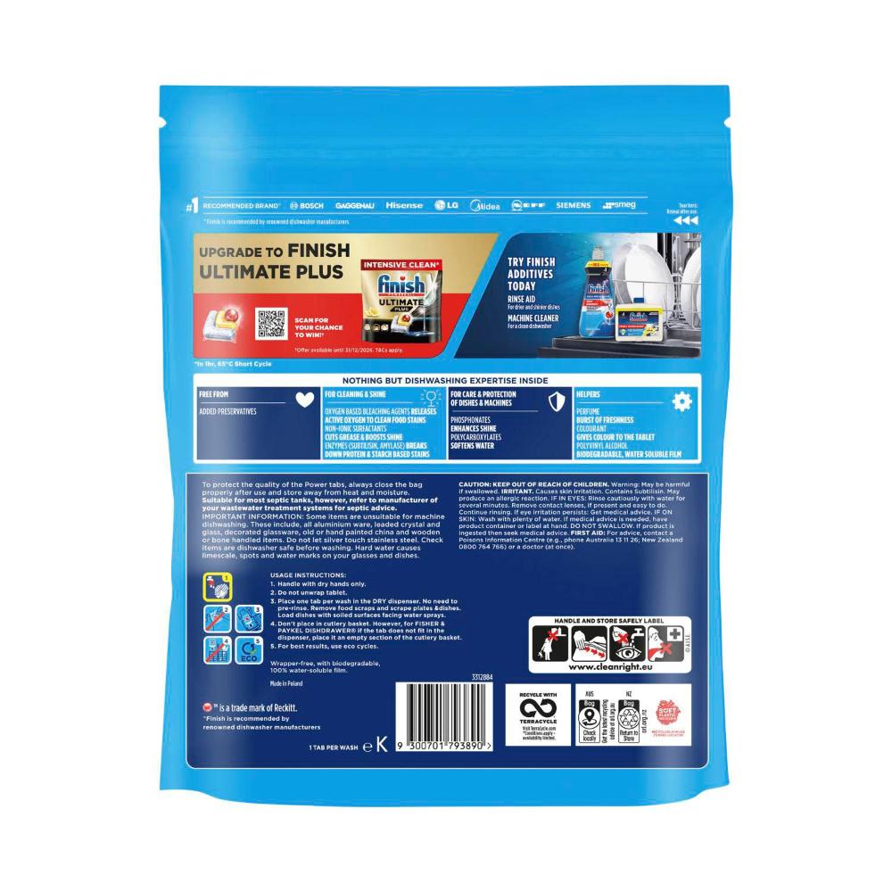 Finish Power Dishwashing Tablets Lemon Sparkle - 40 pack