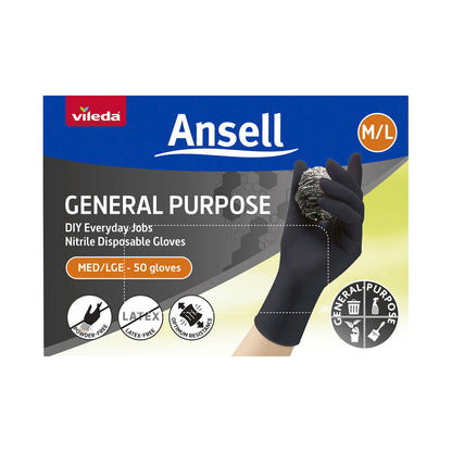 Vileda Ansell General Purpose Nitrile Gloves Large - 50 pack