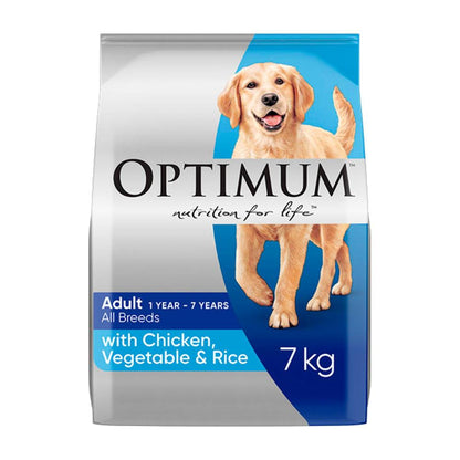 Optimum Adult All Breed Dry Dog Food With Chicken- Vegetables & Rice - 7kg