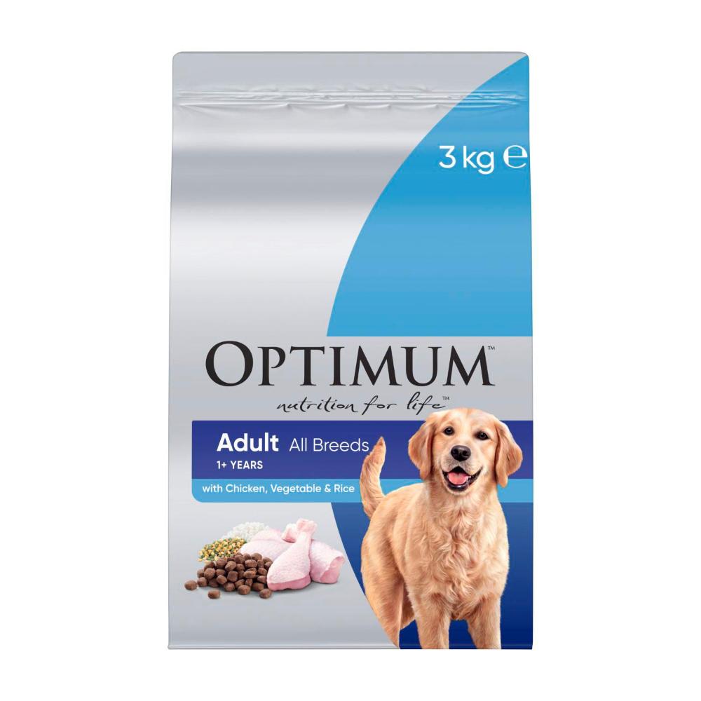 Optimum Adult All Breed Dry Dog Food With Chicken Vegetables & Rice - 3kg