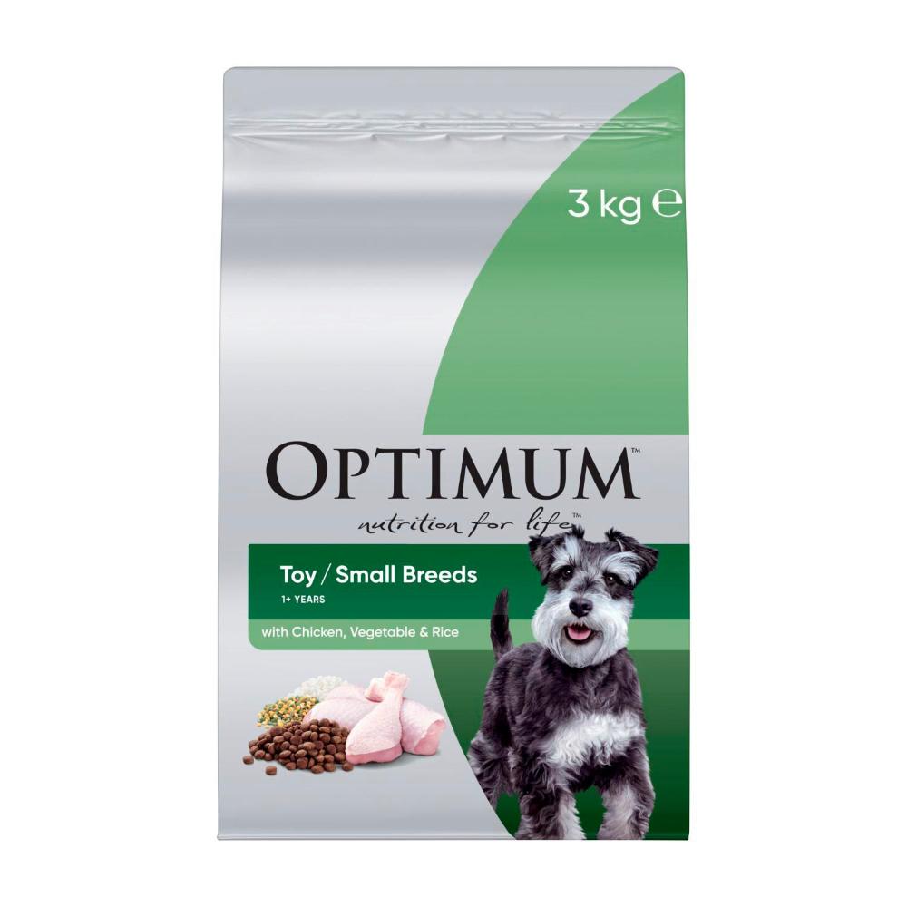 Optimum Adult Toy Small Breed Dry Dog Food With Chicken Vegetables & Rice - 3kg