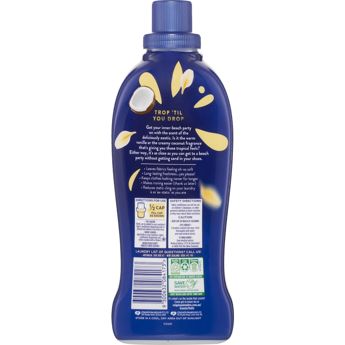 Fluffy Fabric Softener Concentrate Vanilla & Coconut 900ml