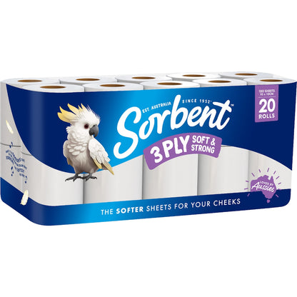 Sorbent Soft & Strong 3 Ply Toilet Paper 20 Pack