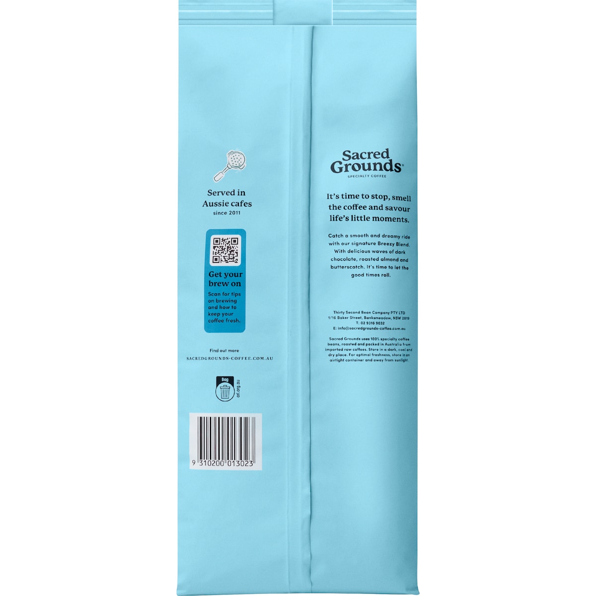 Sacred Grounds Breezy Blend Coffee Beans 1kg
