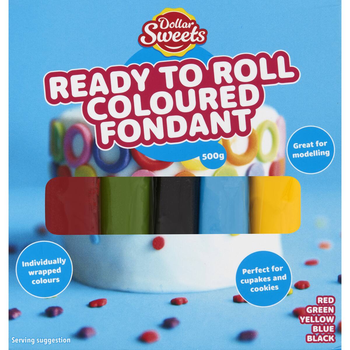 Dollar Sweets Ready To Roll Coloured Fondant 5 Pack