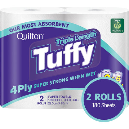 Quilton Tuffy Triple Length Paper Towel 2 X 180 Pack