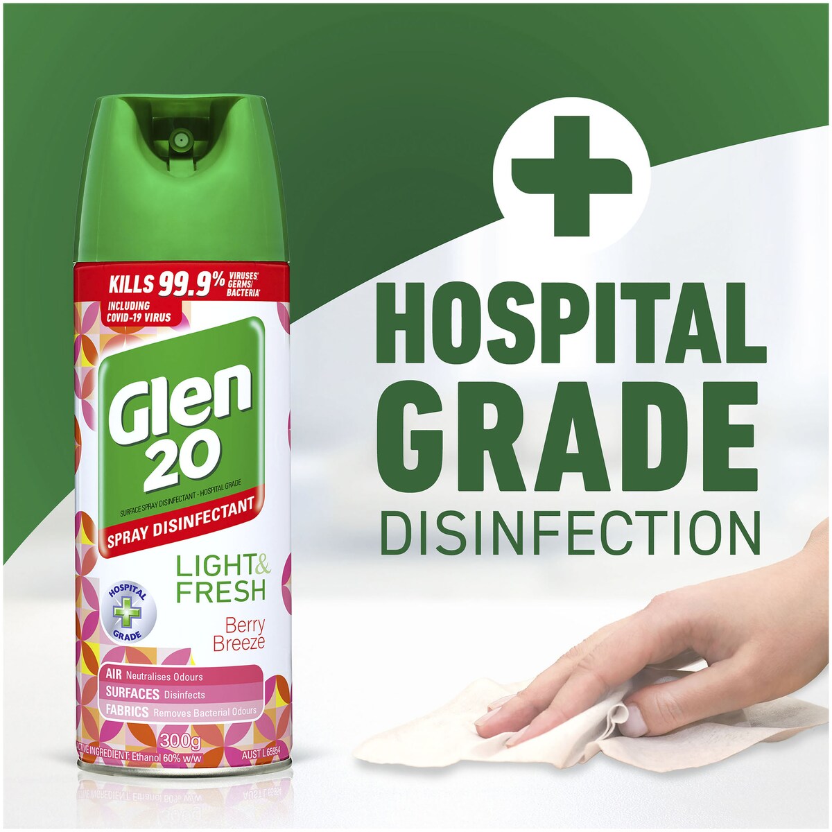 Glen 20 Light & Fresh Berry Breeze Disinfectant Spray 300g