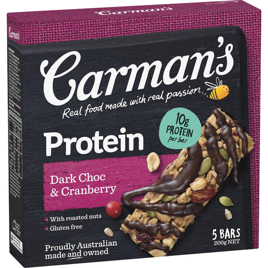 Carmans Protein Bars Dark Choc & Cranberry 5 pack