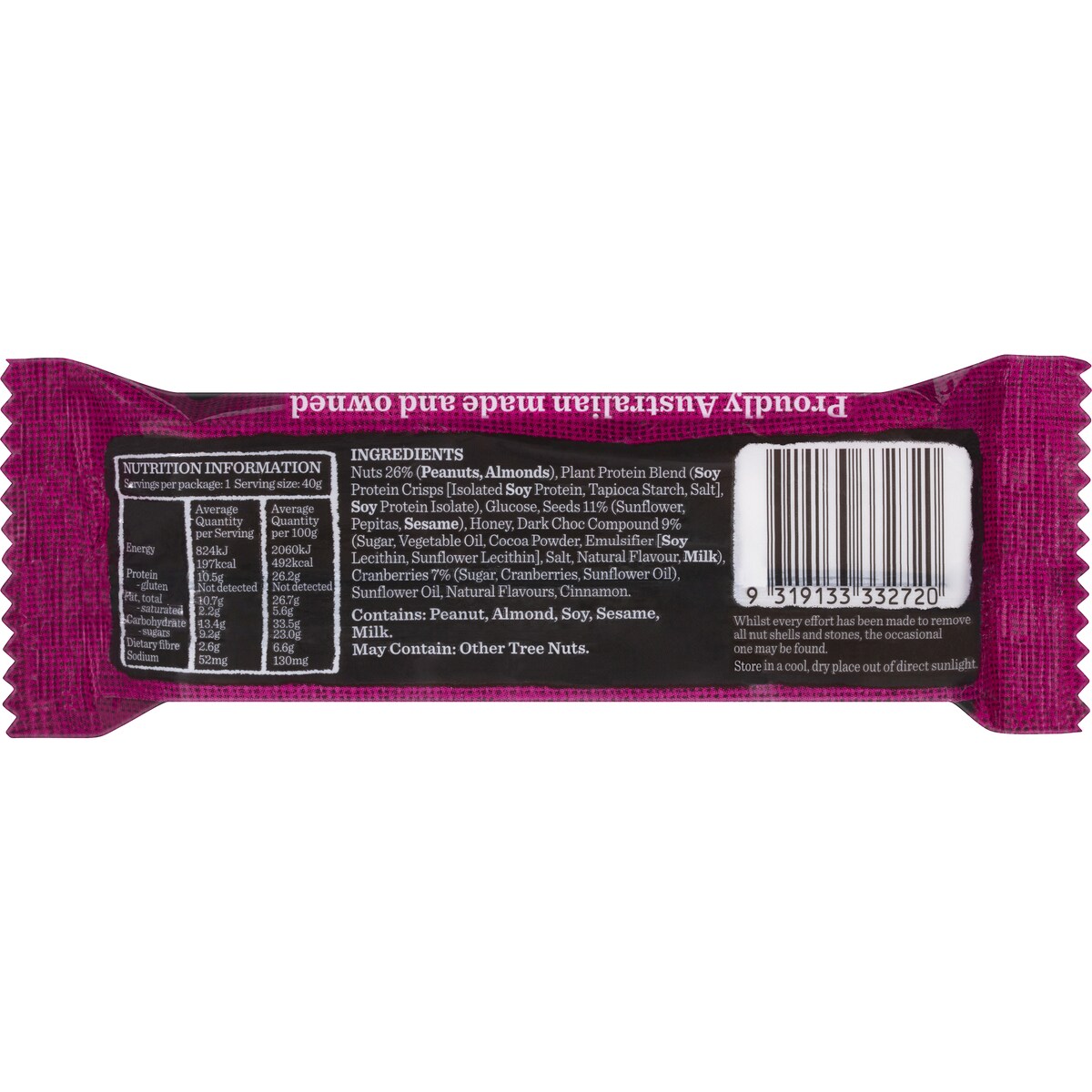 Carmans Protein Bars Dark Choc & Cranberry 5 pack