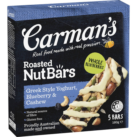 Carmans Nut Bars Greek Style Yoghurt Blueberry & Cashew 5 pack