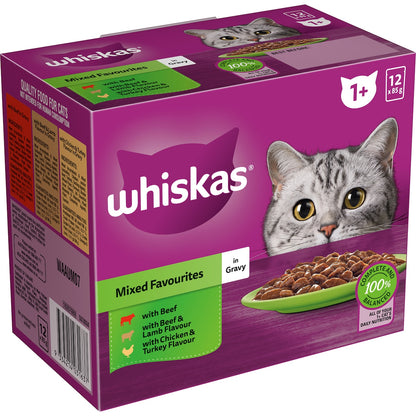 Whiskas 1+ Years Mixed Favourites In Gravy Wet Cat Food 85g X 12 Pack