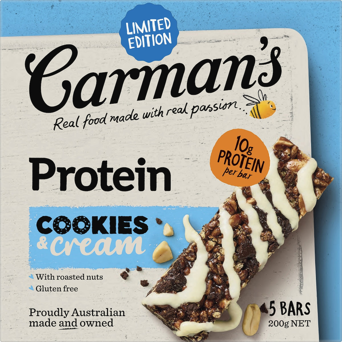 Carmans Protein Bars Cookies & Cream Limited Edition 5 pack