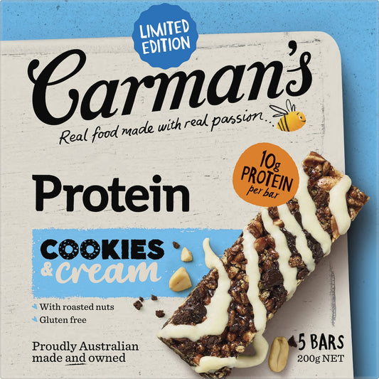 Carmans Protein Bars Cookies & Cream Limited Edition 5 pack