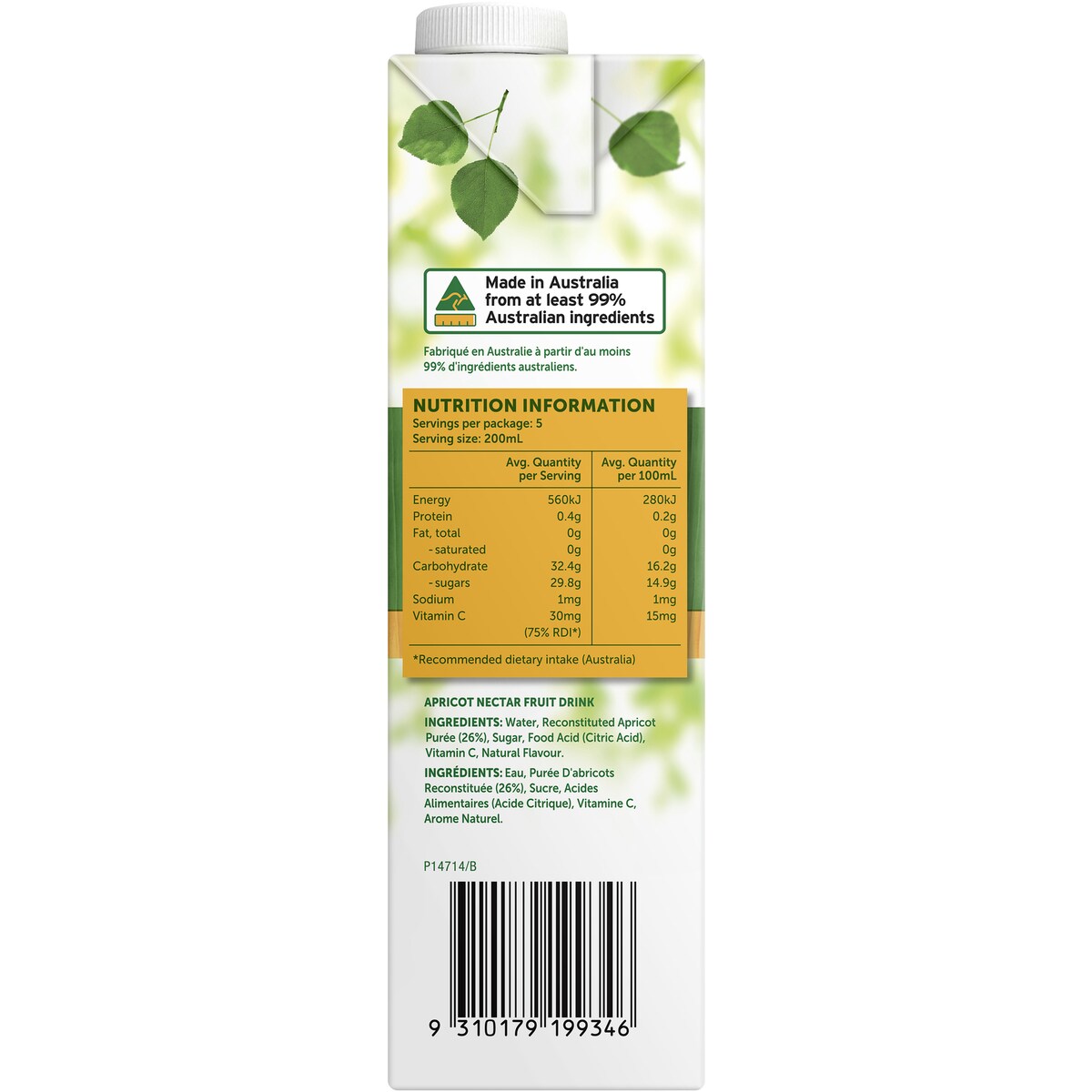 Golden Circle Fruit Drinks Apricot Nectar 1L