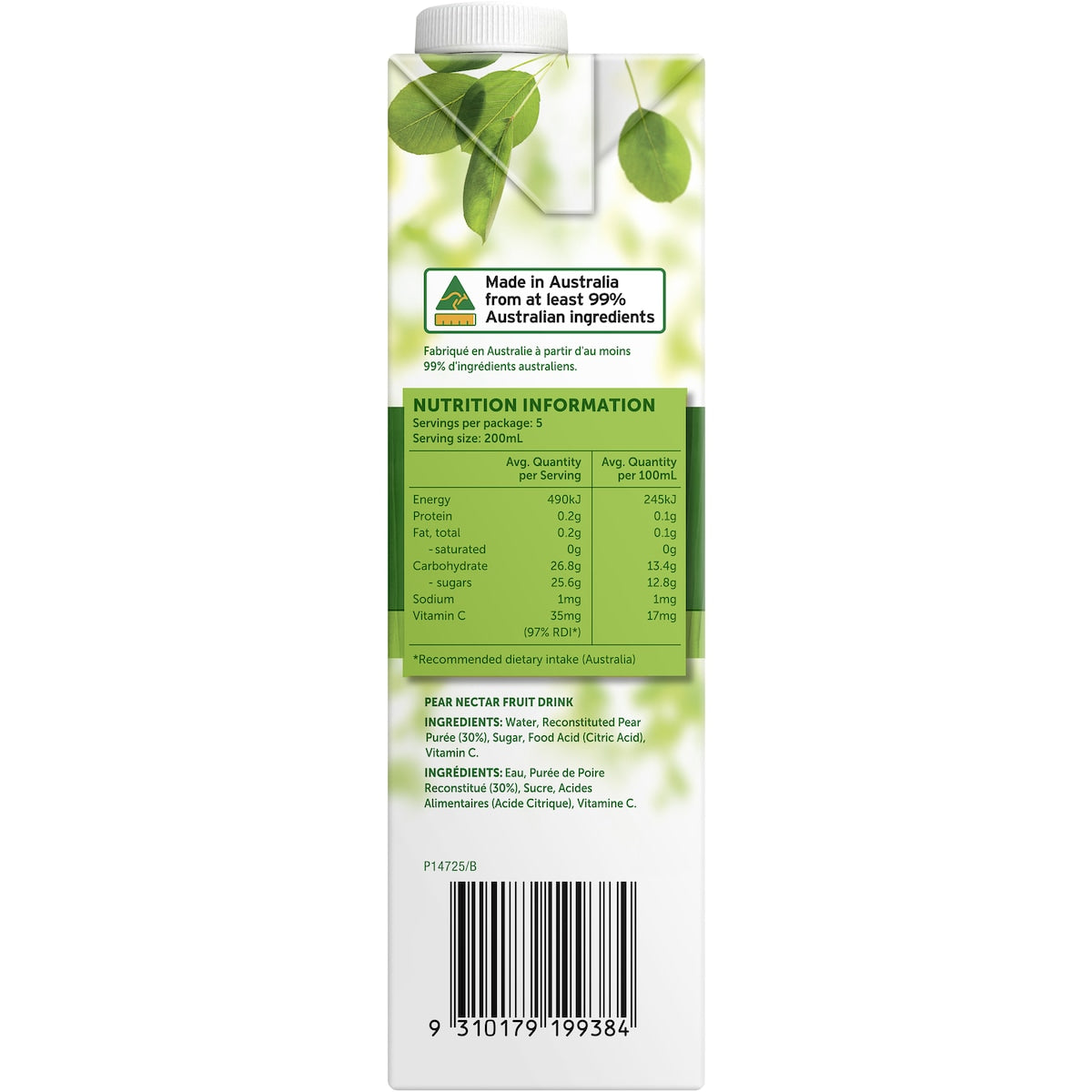 Golden Circle Fruit Drinks Pear Nectar 1L